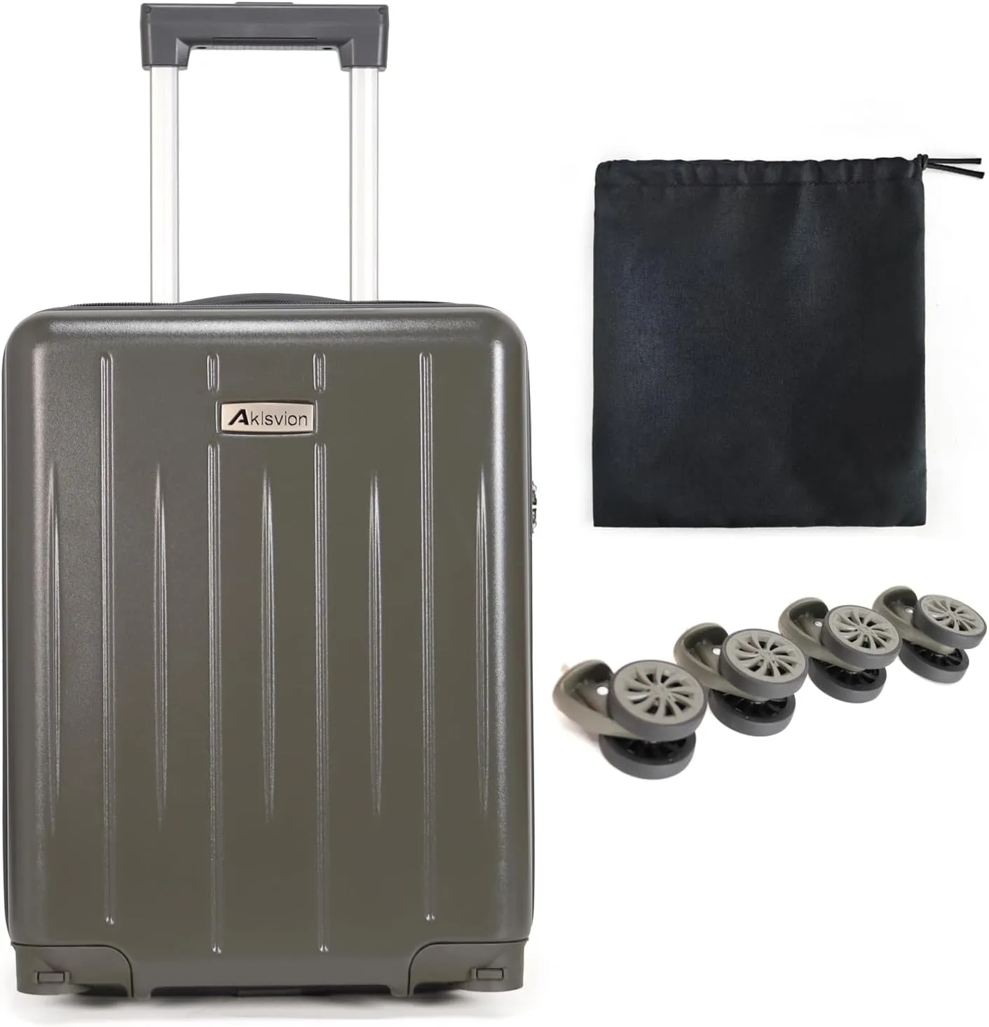 18-inch Carry-on Boarding Luggage: Equipped with Movable Wheels, TSA Approved,Under the Seat, Hard Shell Construction, Lightweight Bag with Essential Accessories (Greenish Grey)