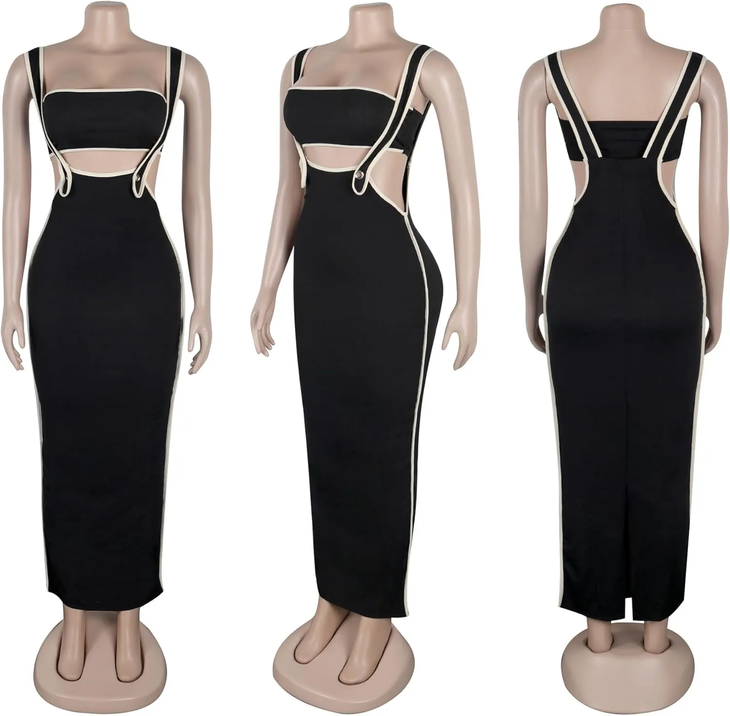 2 Piece Outfits Dresses for Women Summer Tube Crop Tops Sexy Bodycon Split Long Maxi Skirt Suspenders Sets