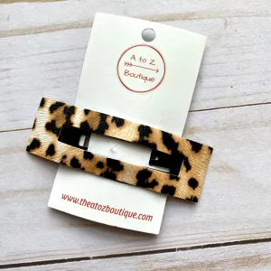 3.25 Tan and Black Animal Print Rectangle Snap Clip