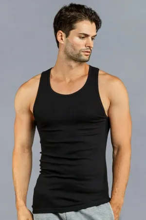 6 Pack Mens A-Shirt 100% Cotton Muscle Tank Top Gym Undershirt Ribbed Black L