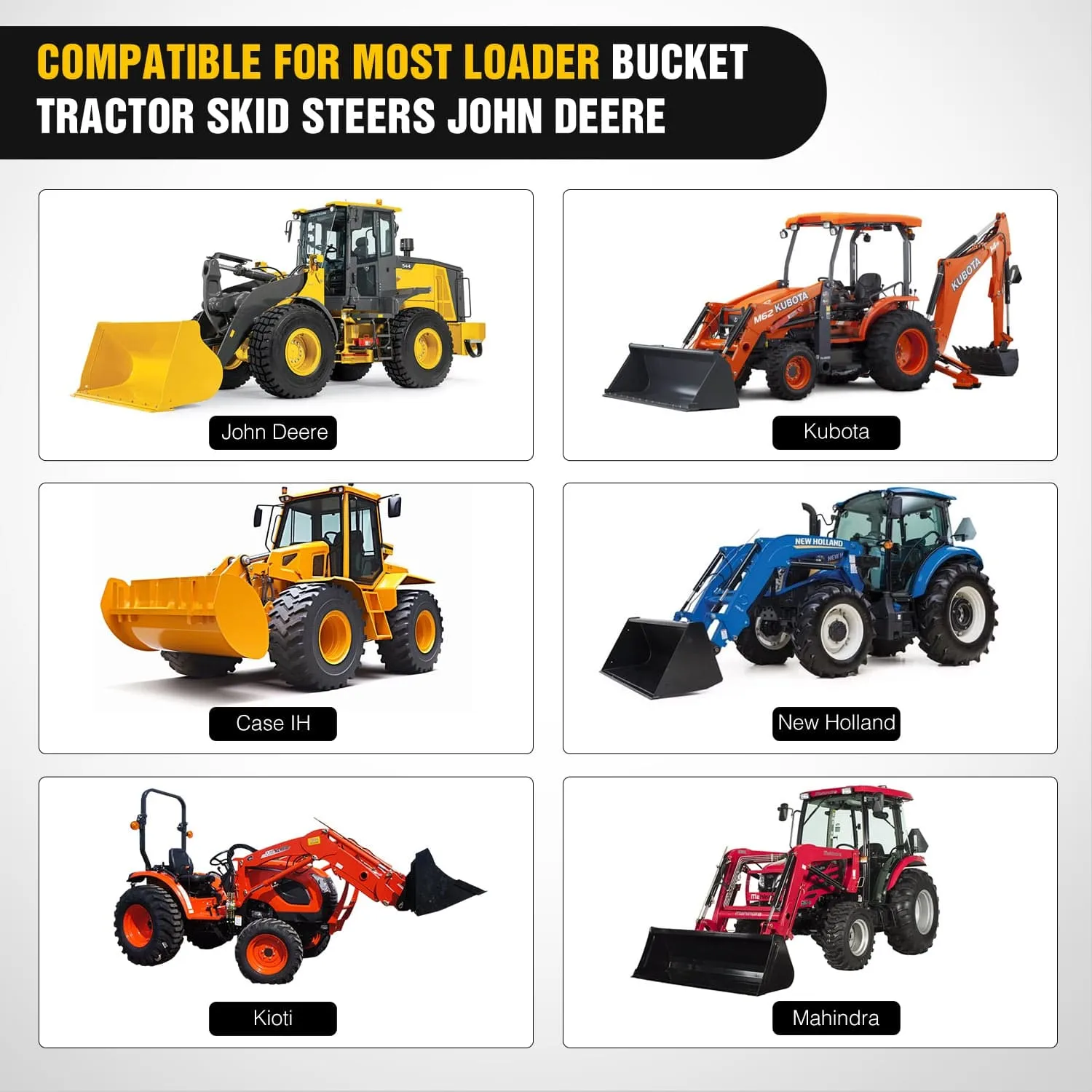 60Inch 4000lbs Clamp on Pallet Forks Heavy Duty Tractor Forks with Adjustable Stabilizer Bar