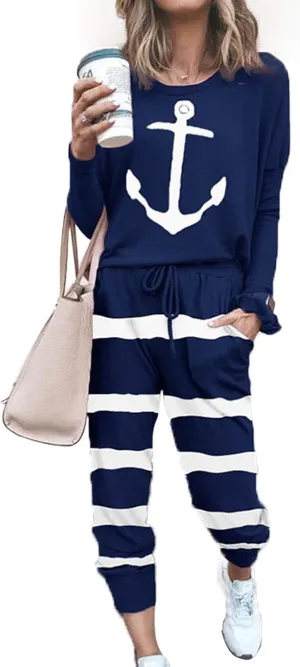 ACOSAP Women Casual Outfit Solid 2 Piece Outfit Long Sleeve Crewneck Pullover Tops and Long Pants Sweatsuits Tracksuits