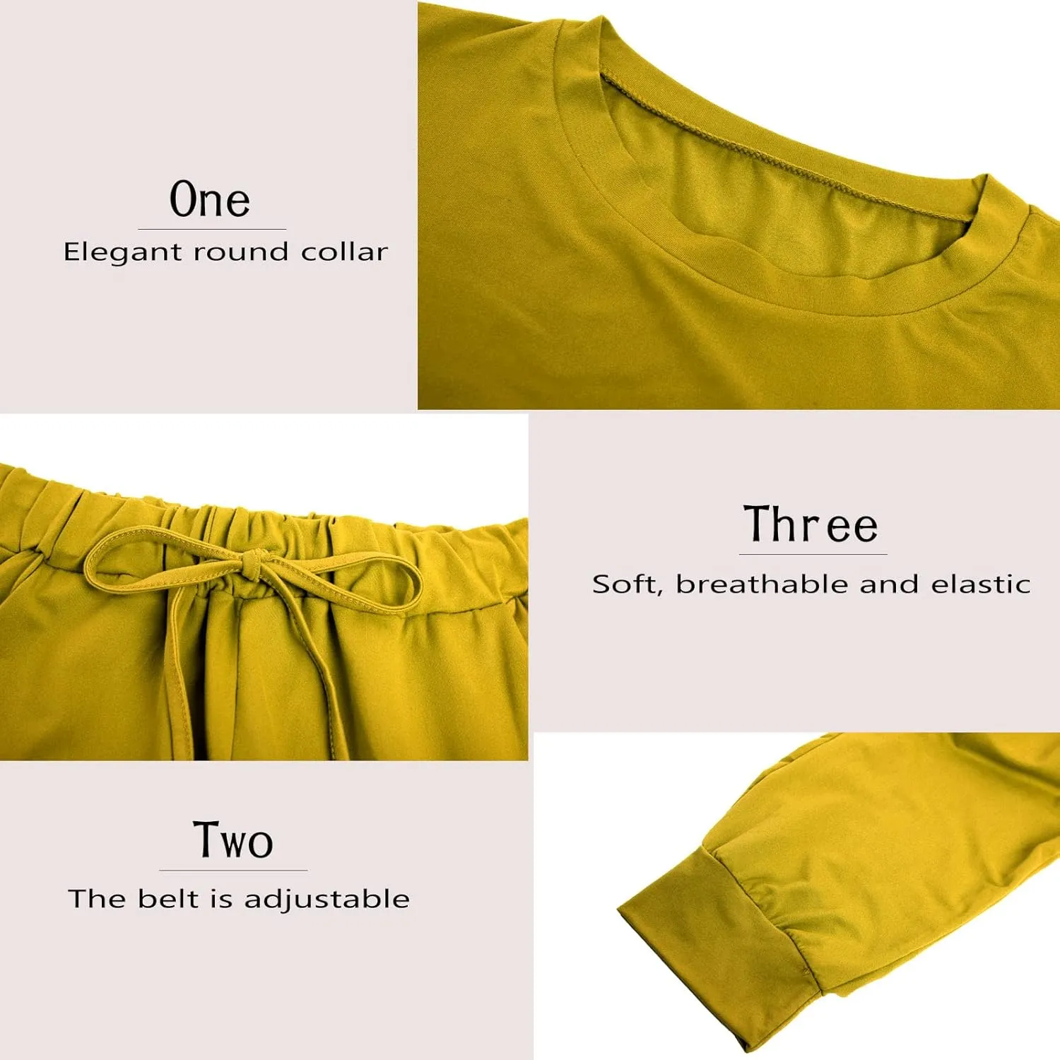 ACOSAP Women Casual Outfit Solid 2 Piece Outfit Long Sleeve Crewneck Pullover Tops and Long Pants Sweatsuits Tracksuits