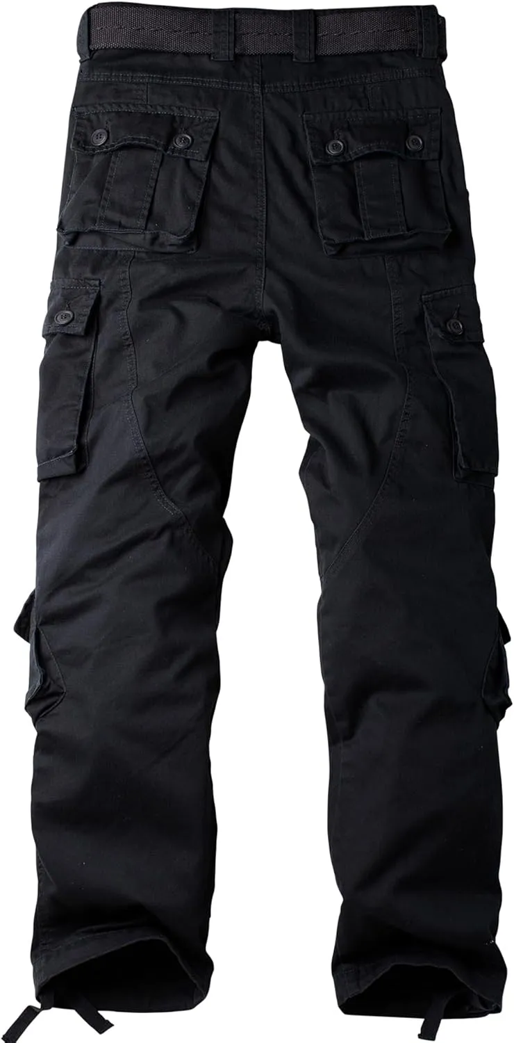 AKARMY Men's Camo Cargo Work Pants Cotton Casual Tactical Combat Military Wild BDU Ripstop Trousers with Multi Pockets