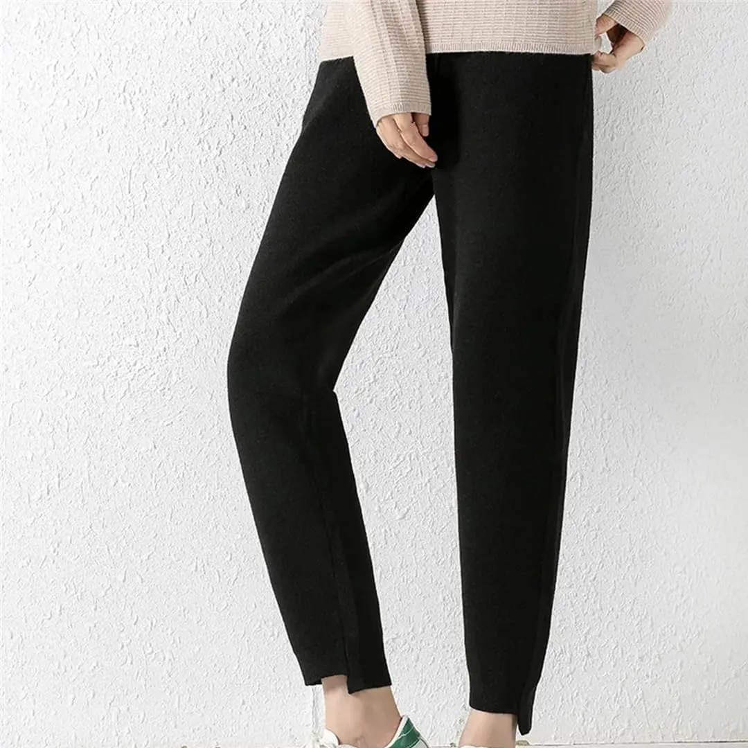 Alloaone Women's Autumn Cashmere Fashion Harem Pants Knitted Loose Leggings Wool Pants