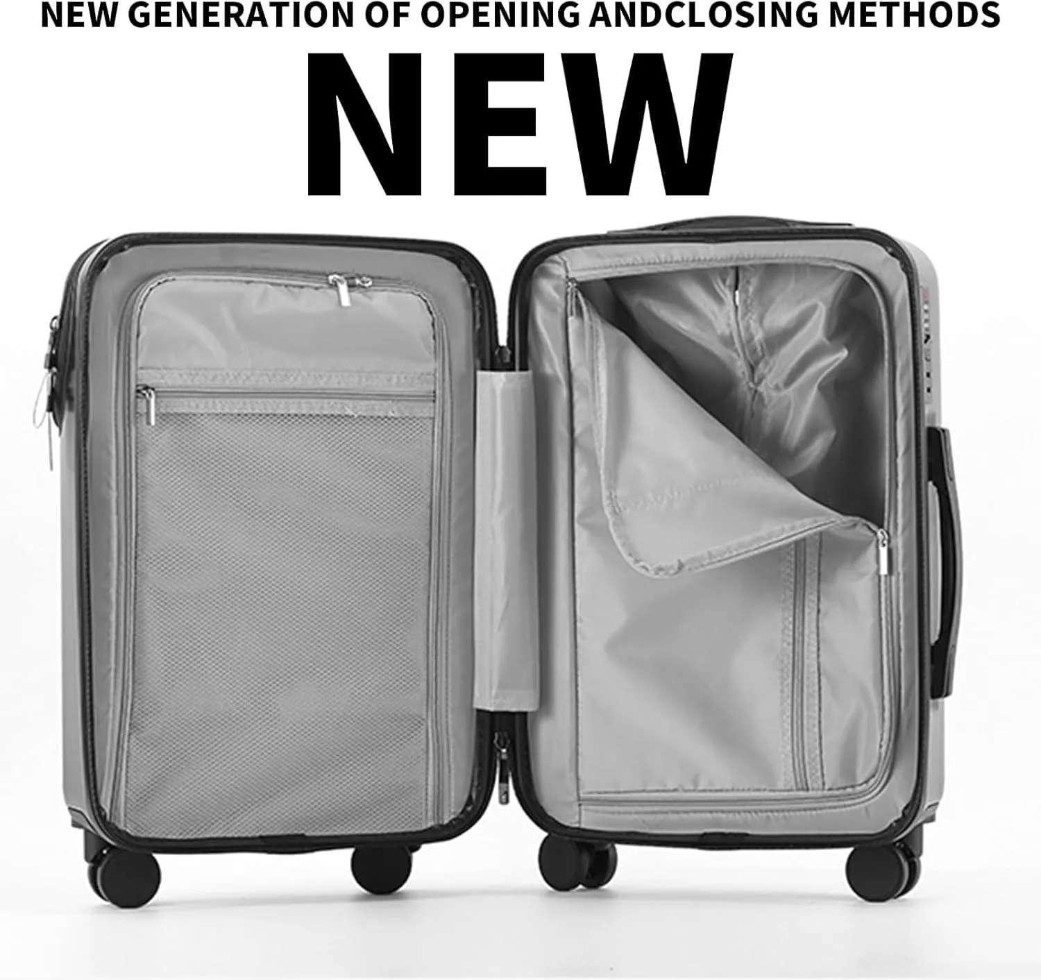 Aluminum Carry On Luggage 22x14x9 Airline Approved, 20 Inch Hard Shell Carry On Luggage, PC Hard Shell Suitcase with Spinner Wheels and USB Port, Silver Luggage for Business Travel (Black-1)