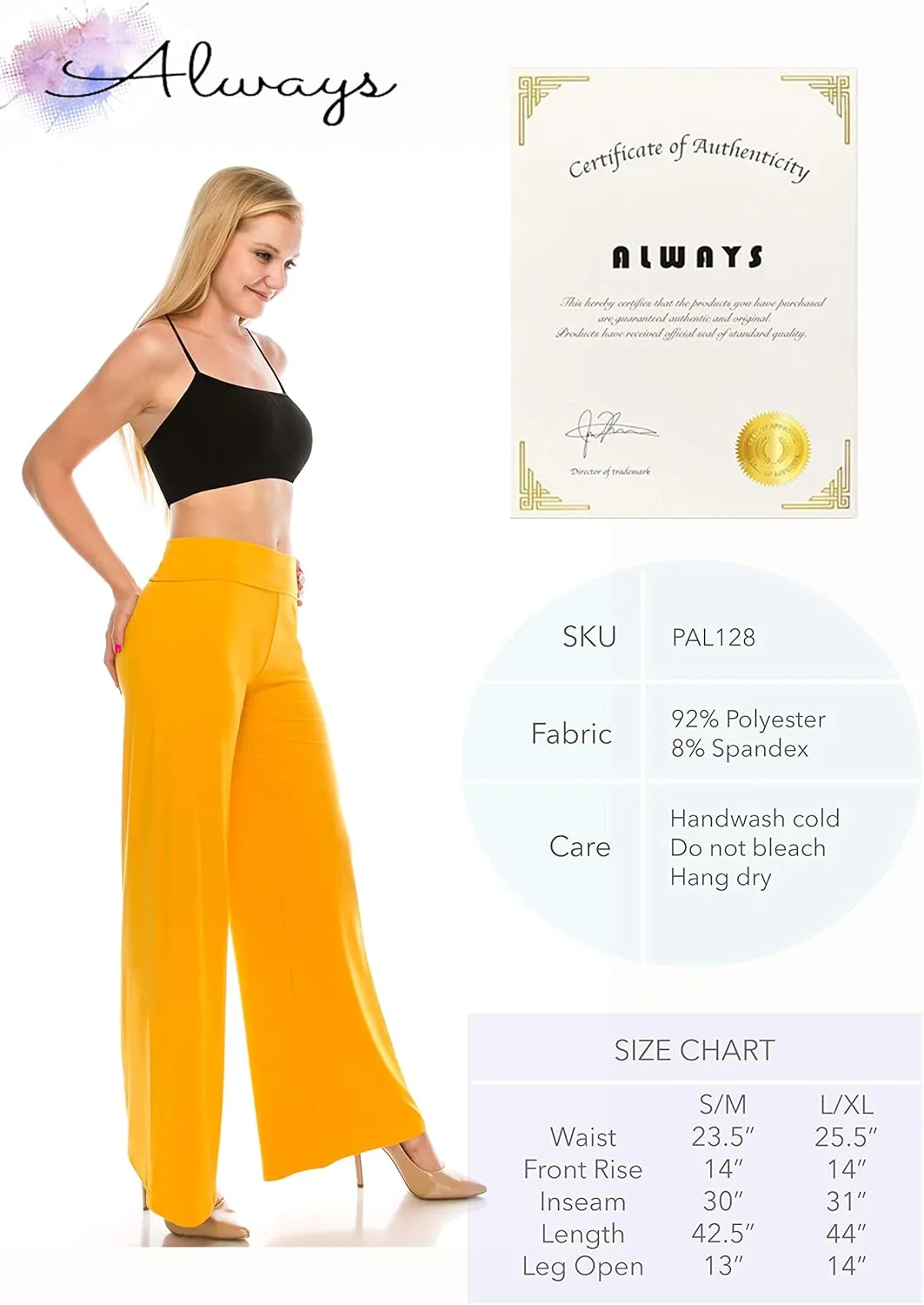 ALWAYS Palazzo Pants for Women - Casual Flowy Wide Leg Lounge Pants