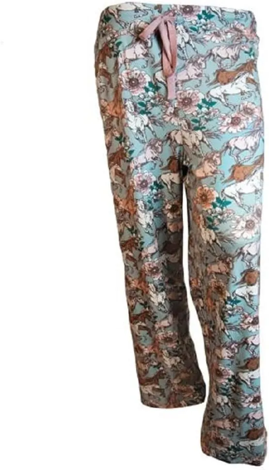 Amanda Blu Dusty Rose Horses - Long Pajama Pants Sizes XS-XXL