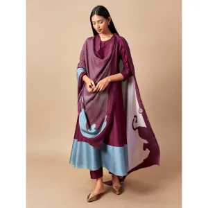 AMPM Purple & Blue Hiba Kurta (Set of 3)