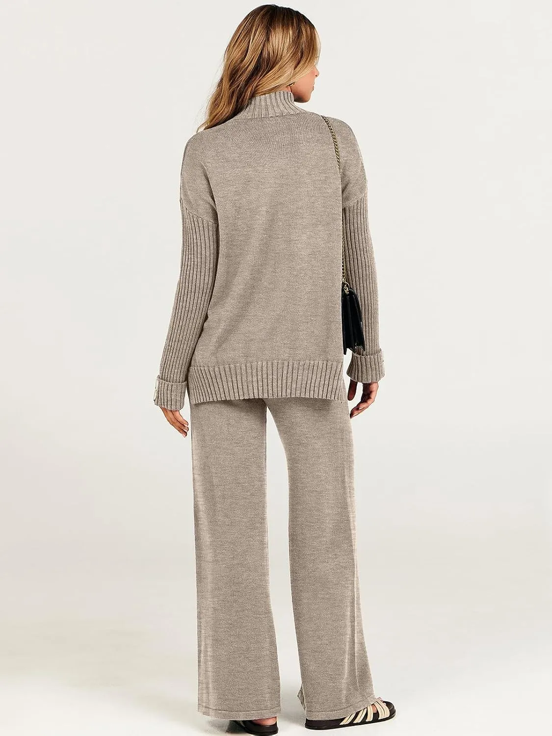 ANRABESS Women's 2 Piece Outfit Sweater Lounge Sets Long Sleeve Knit Pullover Wide Leg Pant Tracksuit Loungewear 2025 Fashion