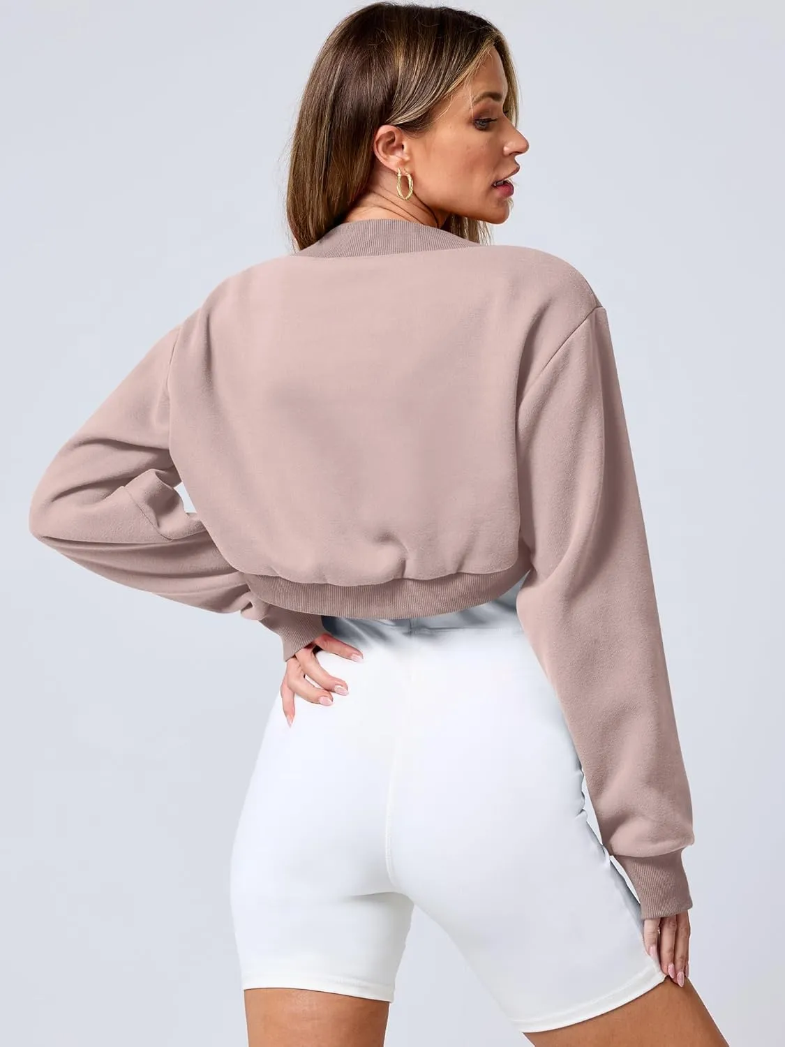 ANRABESS Womens Cropped Sweatshirt Long Sleeve Bolero Cardigan Open Front Shrug Workout Thumb Hole Y2K Tops Preppy Clothes