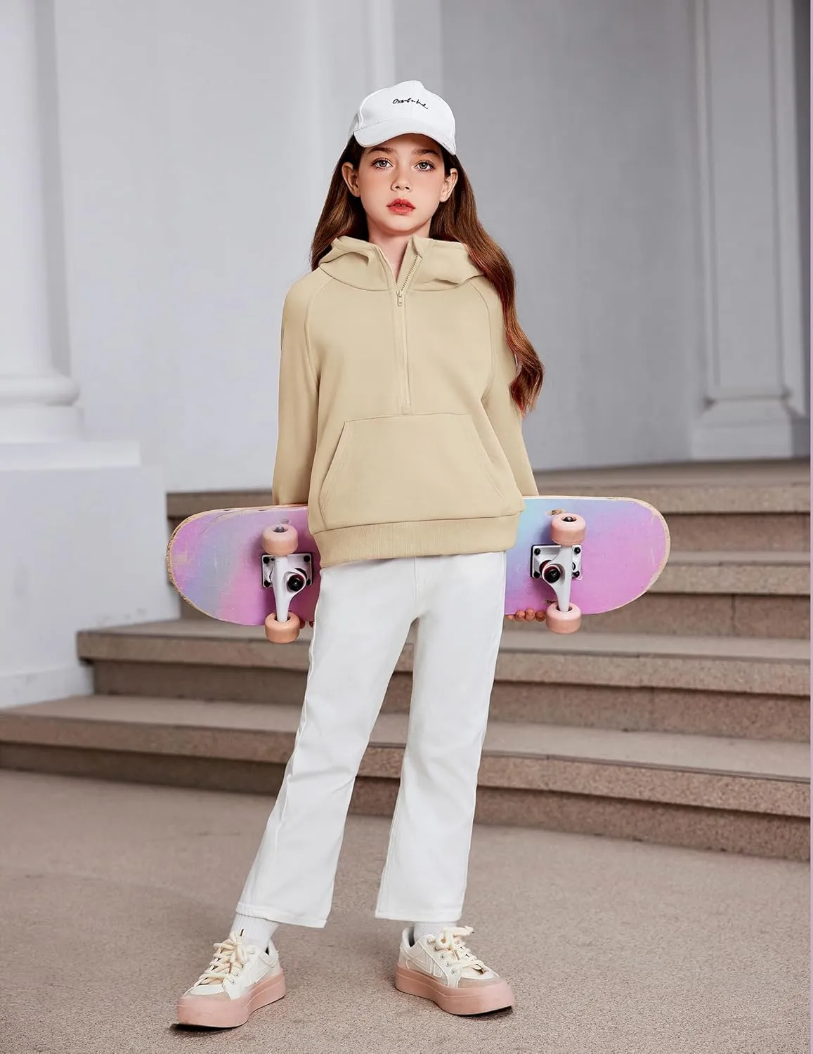 Arshiner Girls Sweatshirt Half Zip Hoodie Fleece Pullover Sweatshirts for Teen Girls Fall Winter Clothes Thumb Hole