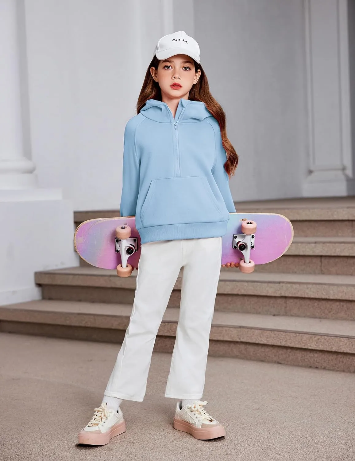 Arshiner Girls Sweatshirt Half Zip Hoodie Fleece Pullover Sweatshirts for Teen Girls Fall Winter Clothes Thumb Hole