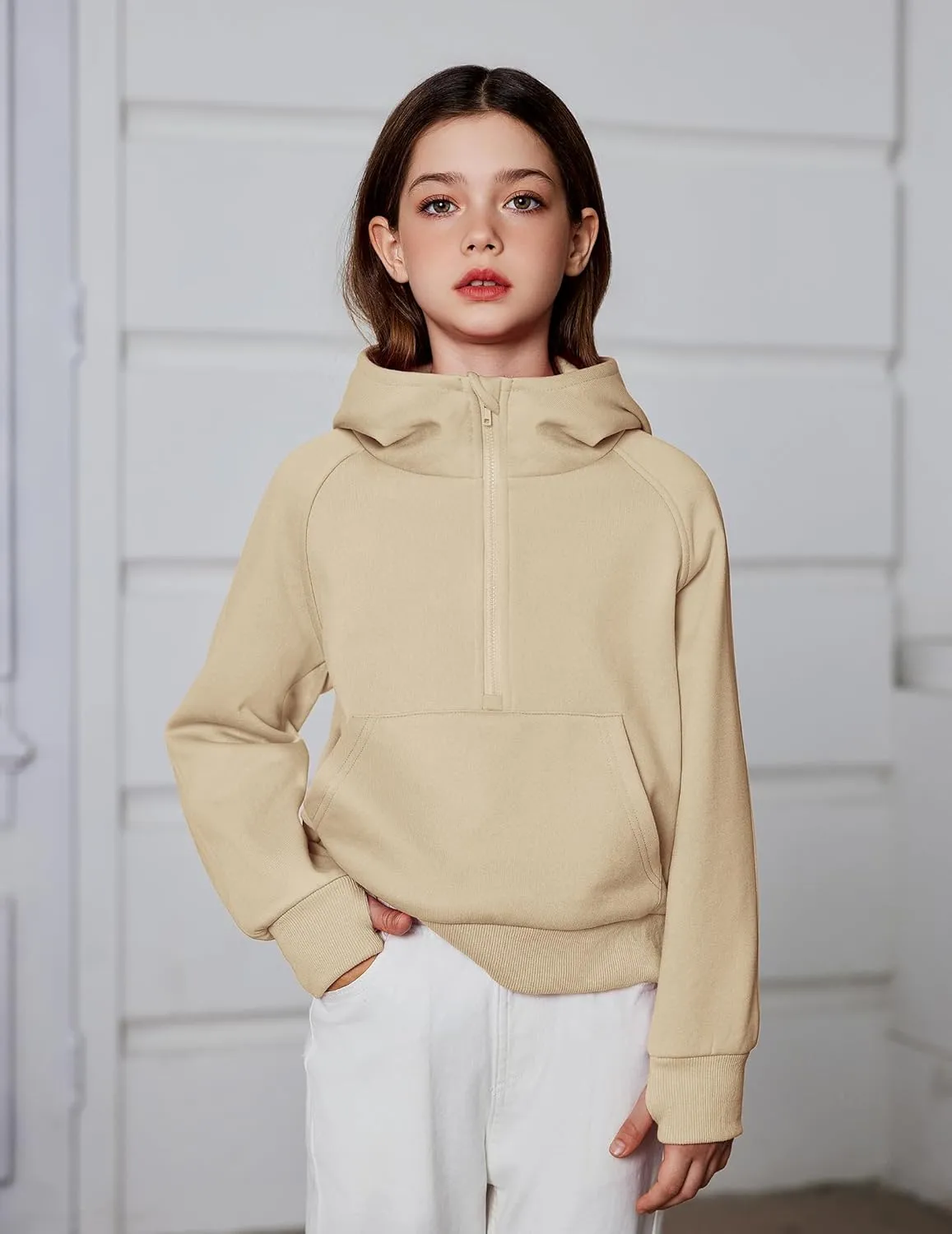 Arshiner Girls Sweatshirt Half Zip Hoodie Fleece Pullover Sweatshirts for Teen Girls Fall Winter Clothes Thumb Hole