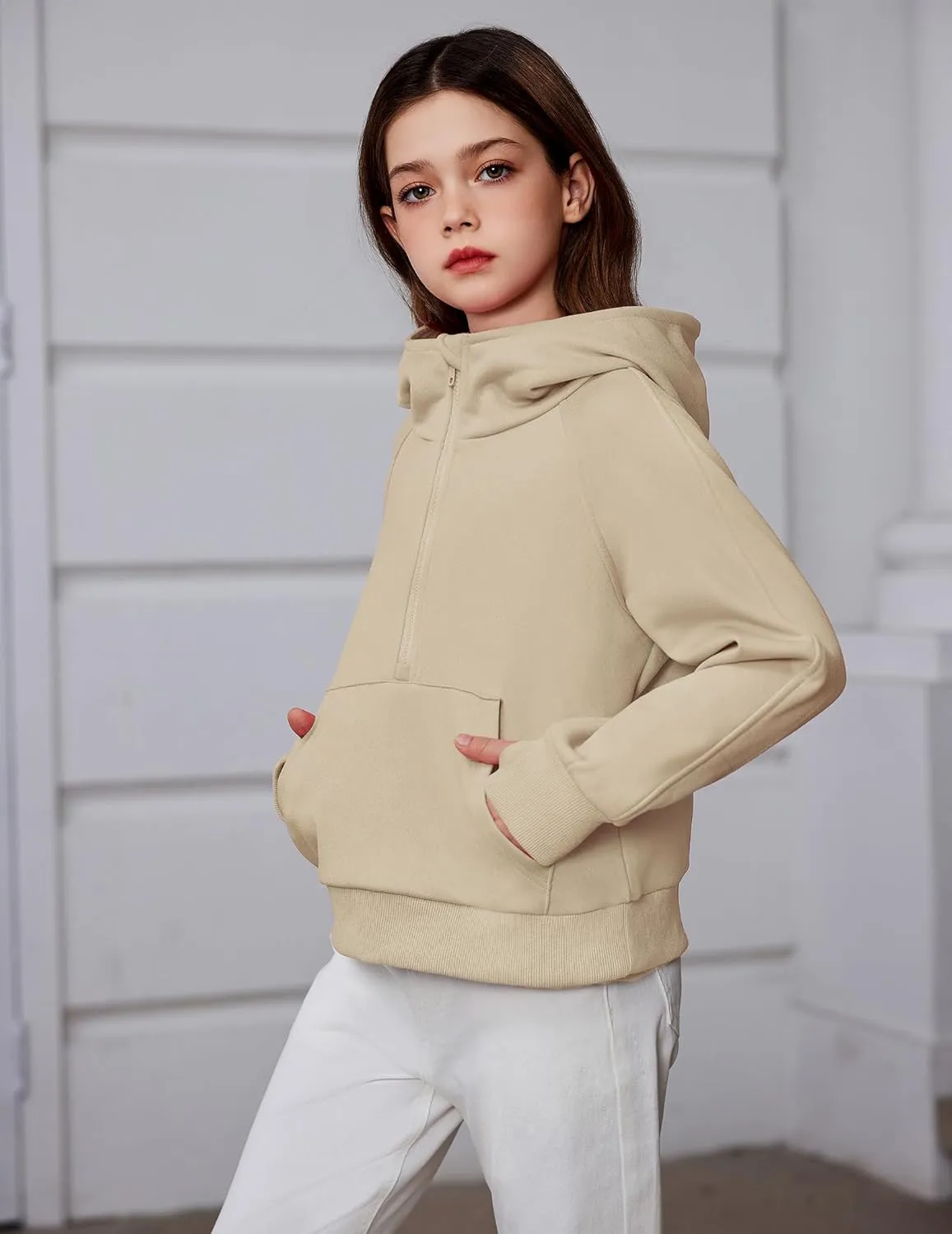 Arshiner Girls Sweatshirt Half Zip Hoodie Fleece Pullover Sweatshirts for Teen Girls Fall Winter Clothes Thumb Hole