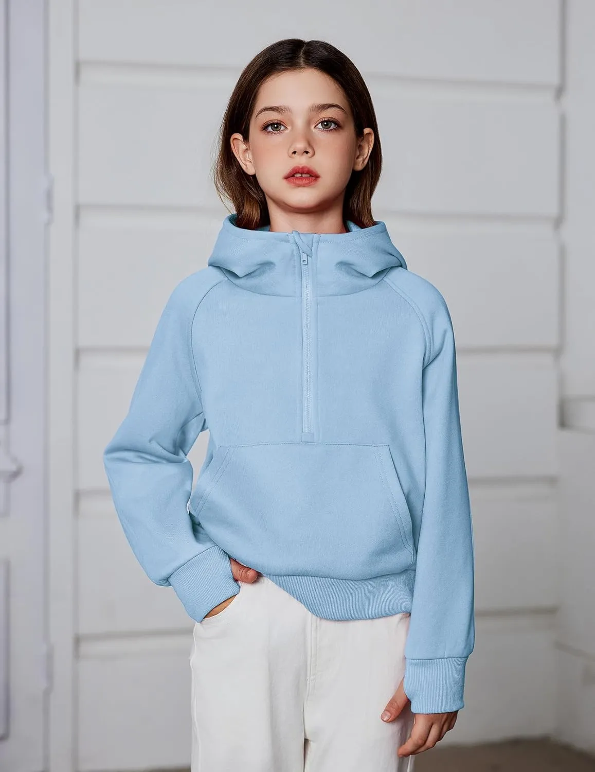 Arshiner Girls Sweatshirt Half Zip Hoodie Fleece Pullover Sweatshirts for Teen Girls Fall Winter Clothes Thumb Hole