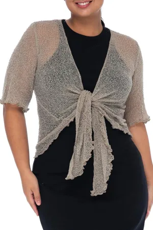 Back From Bali Womens Plus Size Shrug Short Sleeve Sheer Cardigan Lightweight Knit Bolero Arm Cover 2x 3x 4x