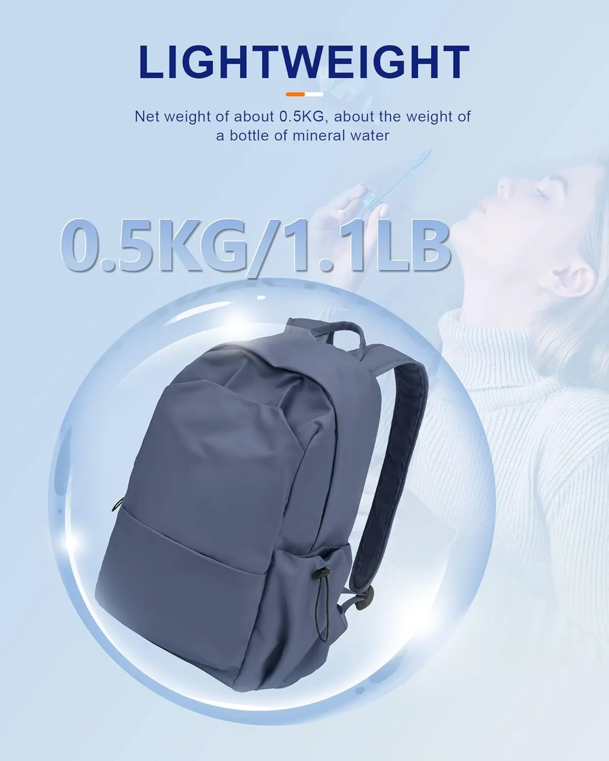 Backpack For Women Men School Aesthetic Lightweight College Backpack for Boys Girls Book Bag Casual Daypack Laptop Gym Backpacks Bluish purple