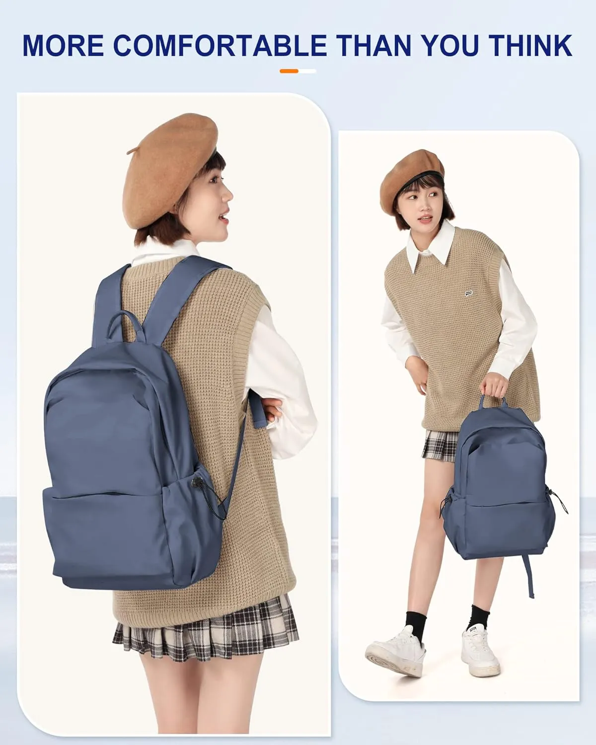 Backpack For Women Men School Aesthetic Lightweight College Backpack for Boys Girls Book Bag Casual Daypack Laptop Gym Backpacks Bluish purple
