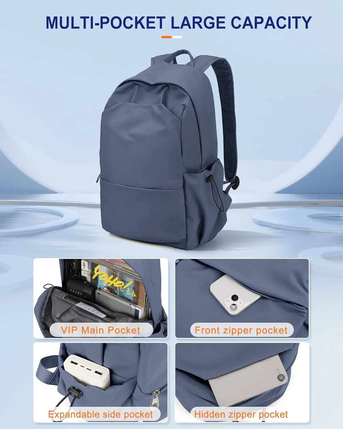 Backpack For Women Men School Aesthetic Lightweight College Backpack for Boys Girls Book Bag Casual Daypack Laptop Gym Backpacks Bluish purple