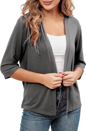 BENANCY Women 3/4 Sleeves Bolero Shrugs Open Front Lightweight Cardigan