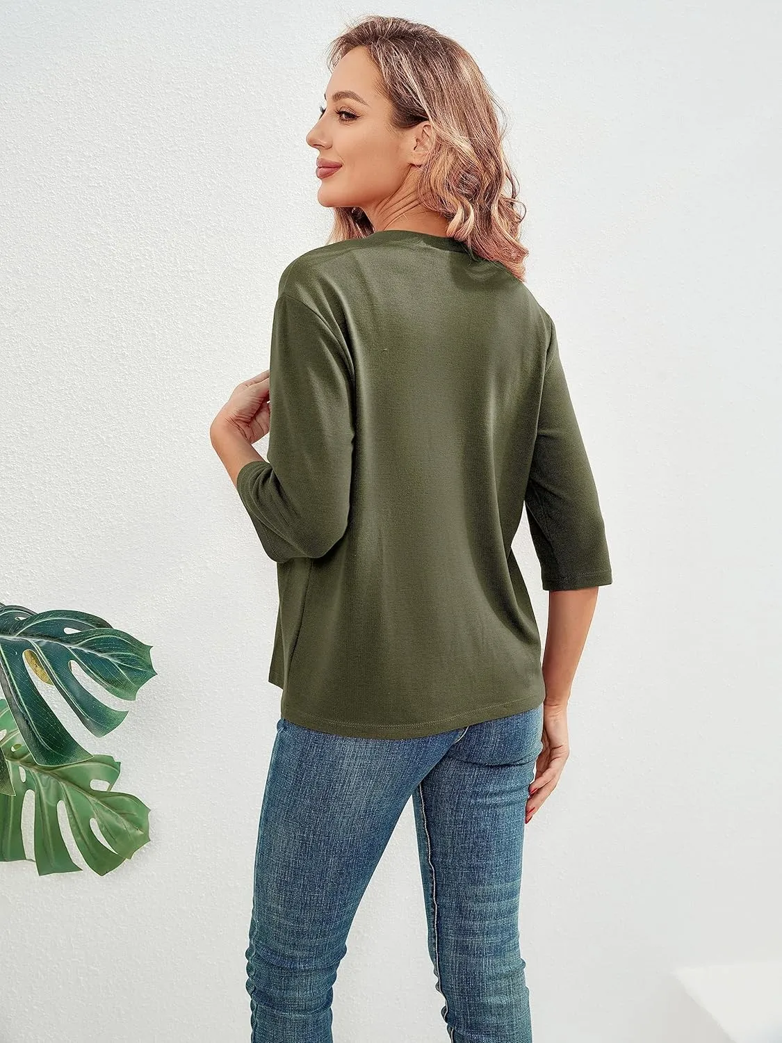BENANCY Women 3/4 Sleeves Bolero Shrugs Open Front Lightweight Cardigan