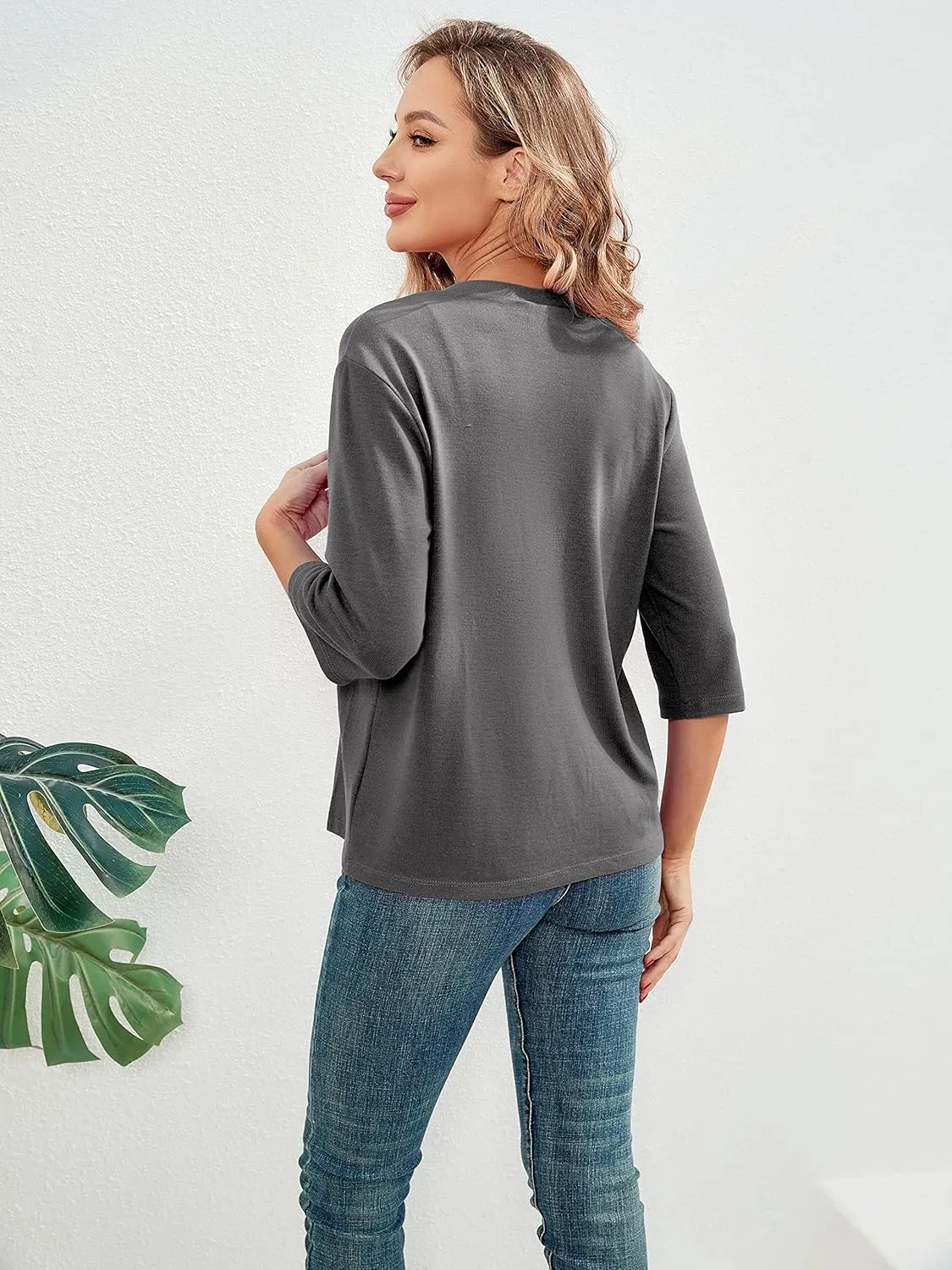 BENANCY Women 3/4 Sleeves Bolero Shrugs Open Front Lightweight Cardigan