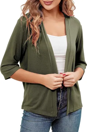 BENANCY Women 3/4 Sleeves Bolero Shrugs Open Front Lightweight Cardigan