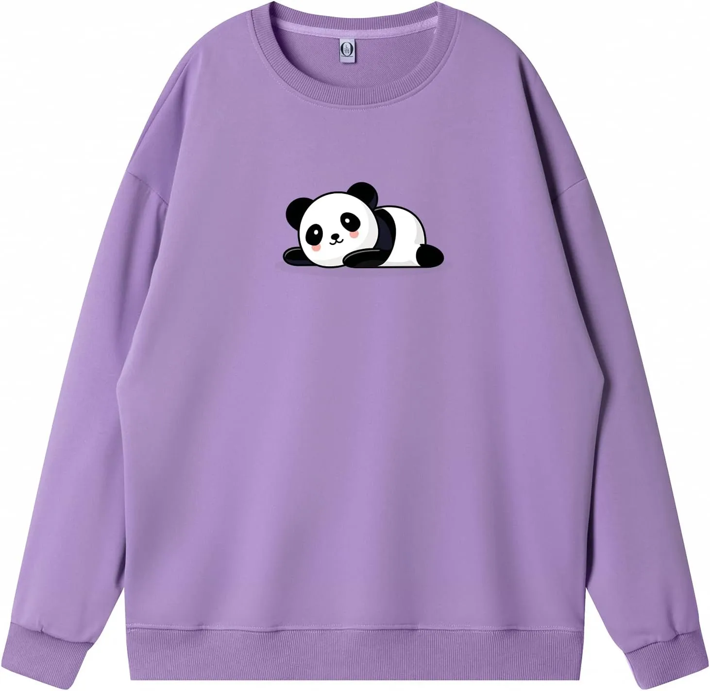 Bobeutou Cute Panda Print Crewneck Sweatshirt Women Pullove Long Sleeve Oversized Hoodie for Teen Girls Loose Y2k Kawaii Tops
