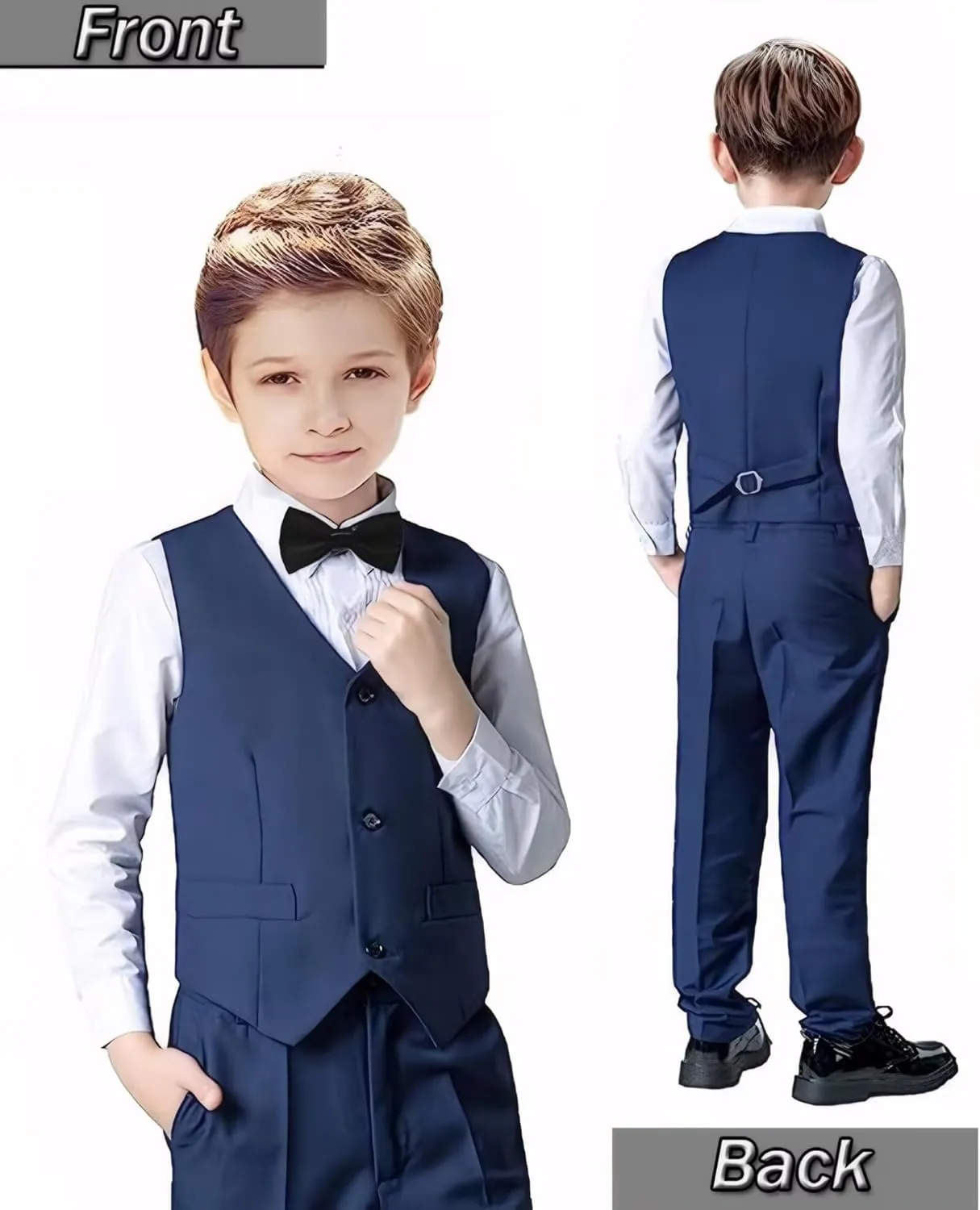 Boys 4-Pieces Suits Slim Fit Kids Outfits Vest Dress Pants Sets Formal Suit for Boy