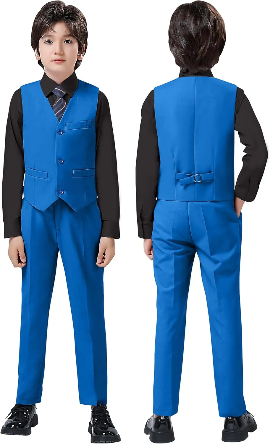 Boys Suit for Kids Tuxedo Vest and Pants Set with Shirt Tie and Bowtie Formal Dresswear