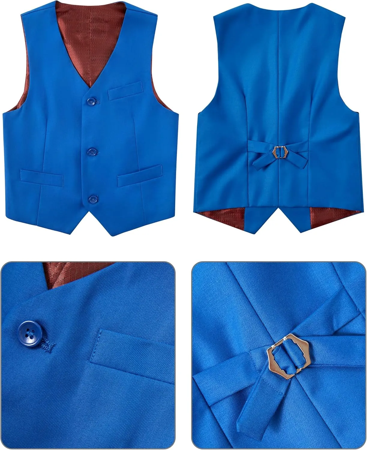 Boys Suit for Kids Tuxedo Vest and Pants Set with Shirt Tie and Bowtie Formal Dresswear