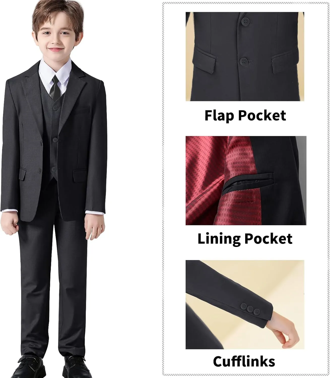 Boys' Suits Formal Tuxedo Slim Fit Boys Suit Set for Wedding Outfit Teen Boy Dress Clothes