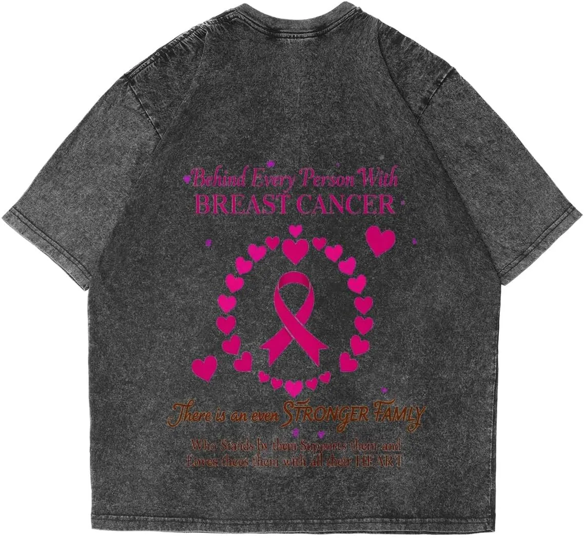 Breast Cancer Awareness Classic Two Sides Retro Short Sleeve Shirt Men's Round Neck Sports T-Shirt