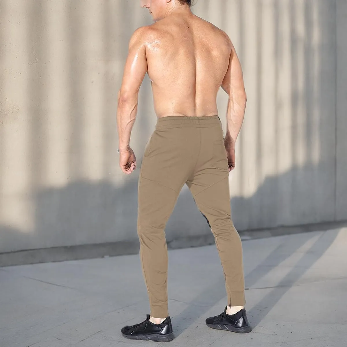 BROKIG Mens Gym Jogger Pants,Casual Slim Workout Sweatpants with Zipper Pockets Bodybuilding Athletic Pants