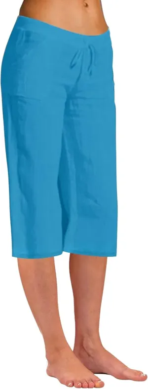 Capri Pants for Women Cotton Linen Blend Trousers High Waist Casual Seven Eighth Length Elegant Slim Fit Design