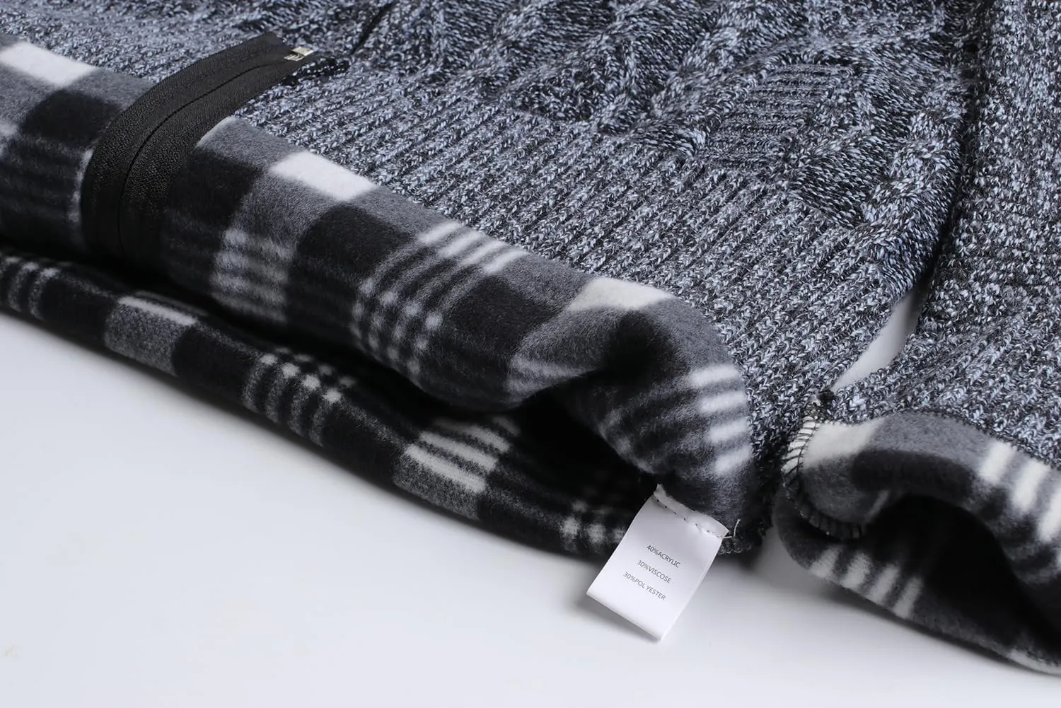 Cardigan Men's Long Sleeve Stand-up Collar Cardigan Fleece Jacket with Cable Knit Zipper Jacket Knitted Sweater
