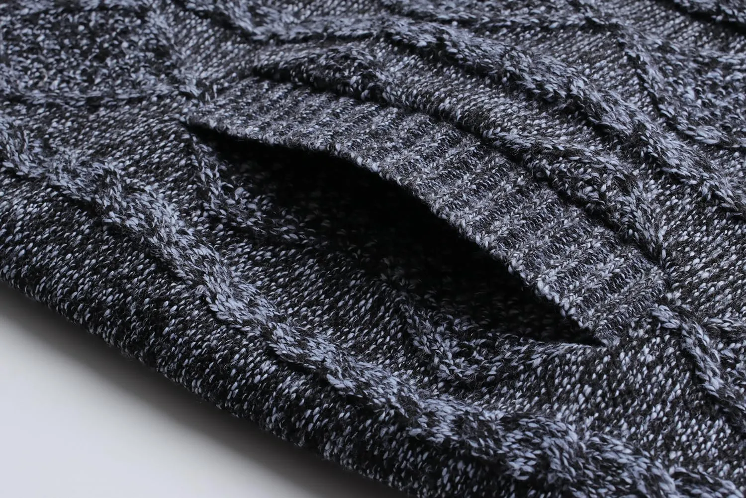 Cardigan Men's Long Sleeve Stand-up Collar Cardigan Fleece Jacket with Cable Knit Zipper Jacket Knitted Sweater