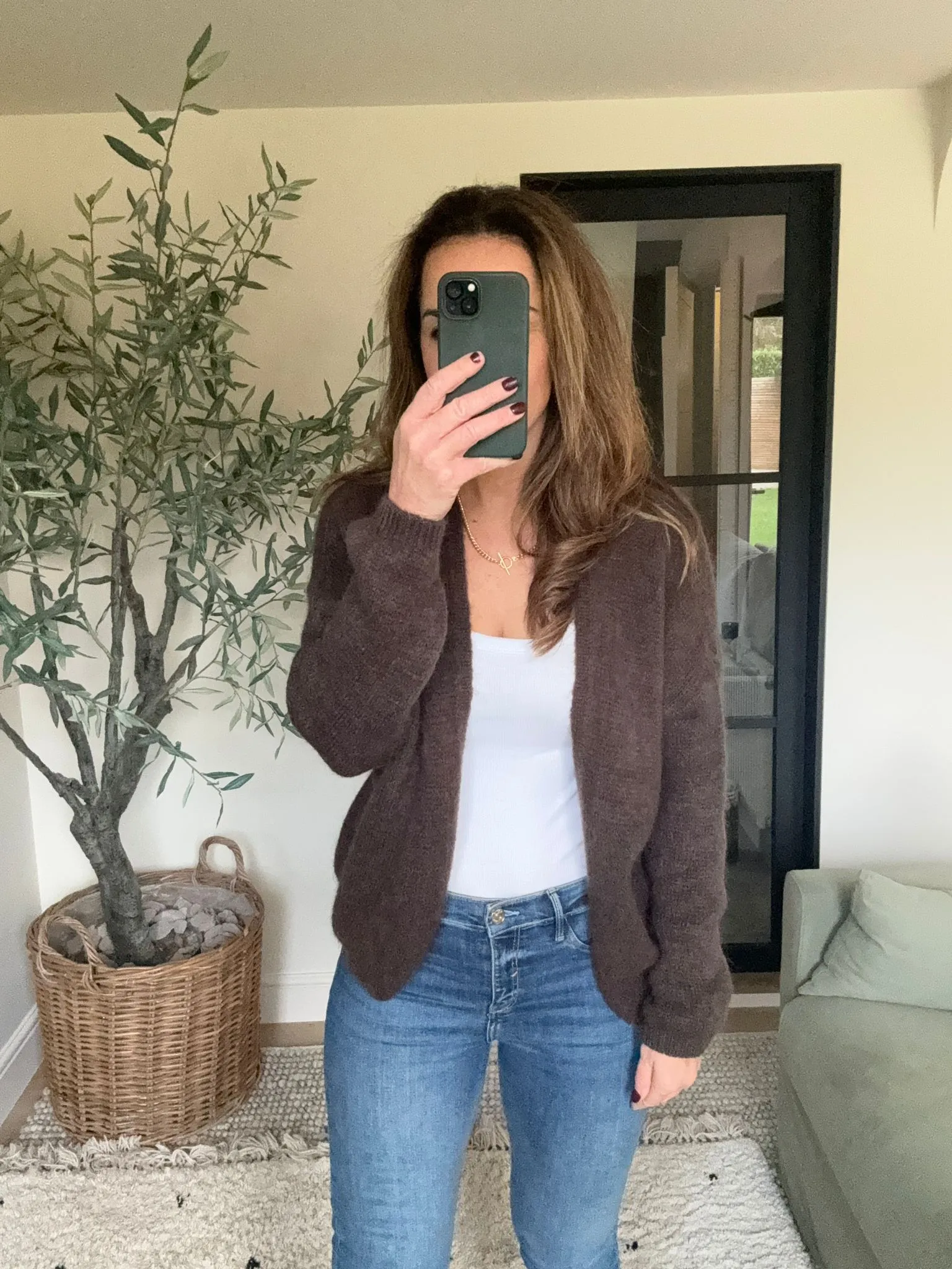 Chocolate Brown Open Cardigan