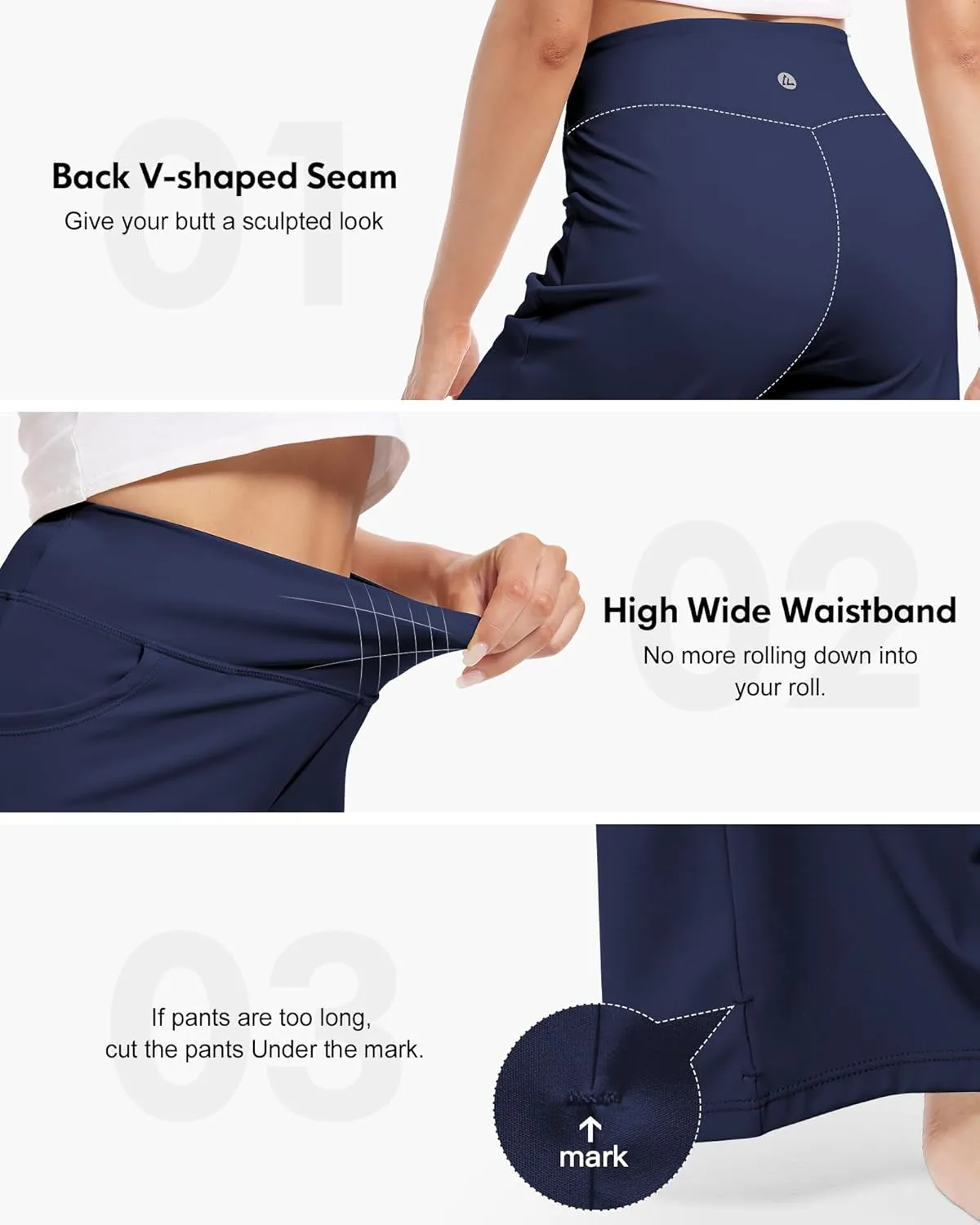 CL convallaria Womens Wide Leg Trouser Yoga Pants with Pockets High Waist Stretchy Work Casual Pant Petite Regular