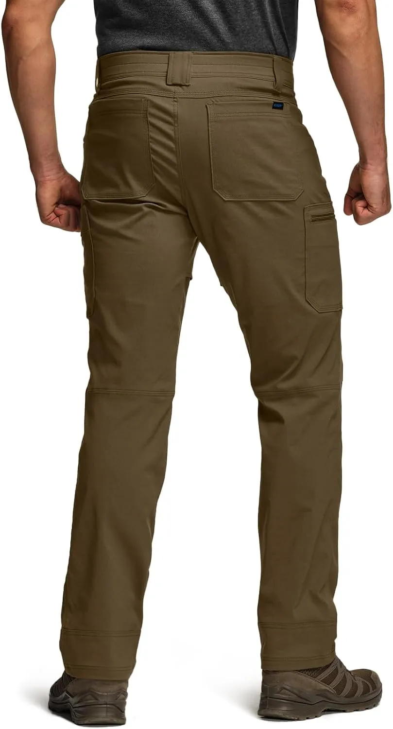 CQR Men's Cool Flex Tactical Pants, Water Resistant Lightweight Stretch Cargo Work Hiking Pants