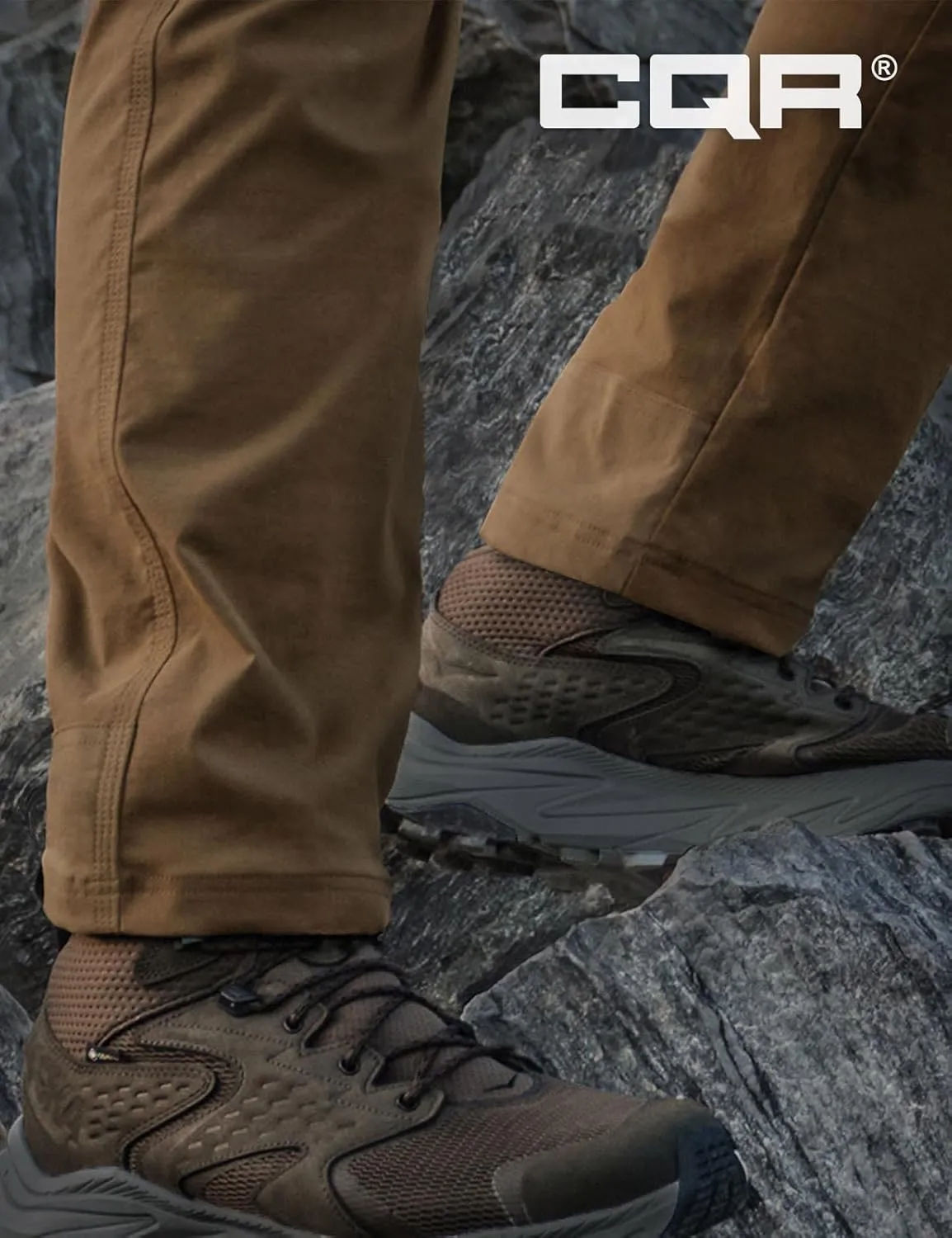 CQR Men's Cool Flex Tactical Pants, Water Resistant Lightweight Stretch Cargo Work Hiking Pants