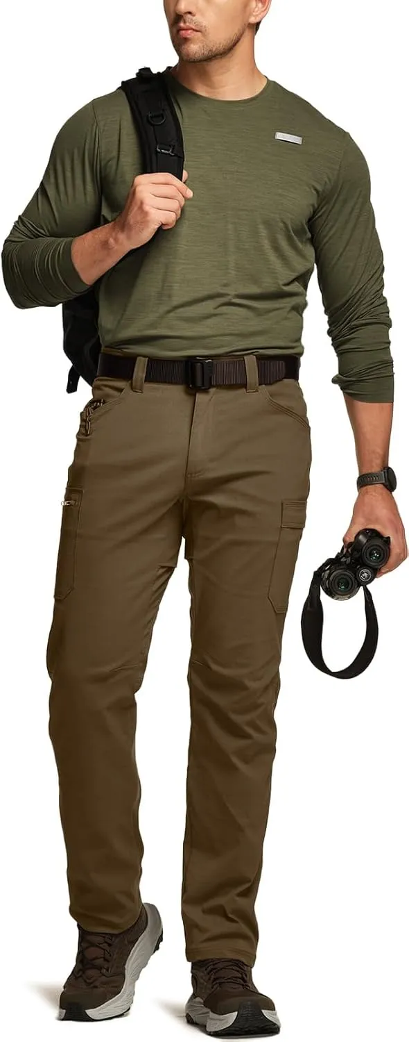 CQR Men's Cool Flex Tactical Pants, Water Resistant Lightweight Stretch Cargo Work Hiking Pants