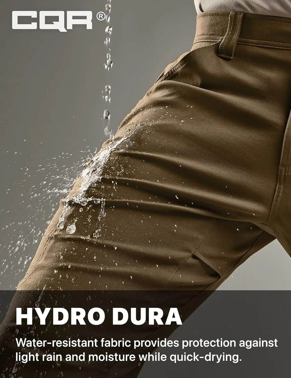 CQR Men's Cool Flex Tactical Pants, Water Resistant Lightweight Stretch Cargo Work Hiking Pants