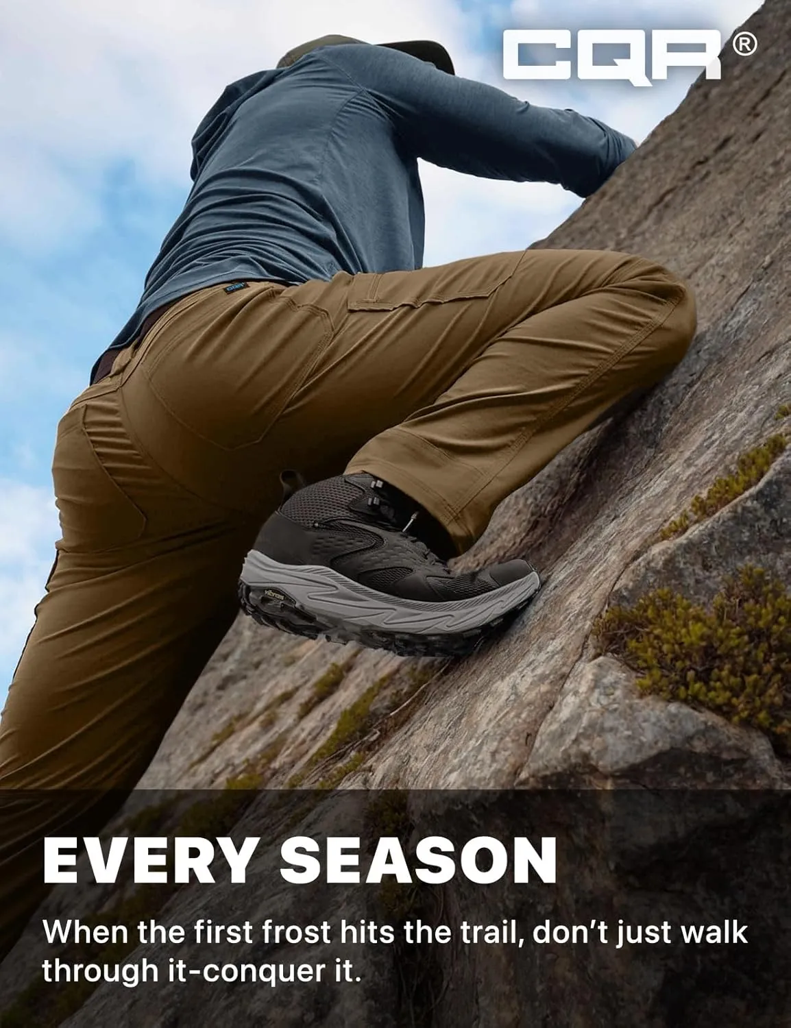 CQR Men's Cool Flex Tactical Pants, Water Resistant Lightweight Stretch Cargo Work Hiking Pants