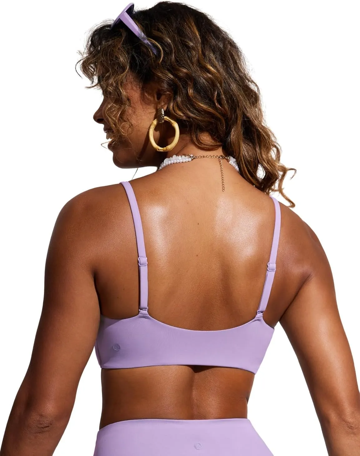 CRZ YOGA Womens Scoop Neck Bikini Tops D-DD Adjustable Spaghetti Straps Bathing Suit Padded Swimsuit Sports Bra