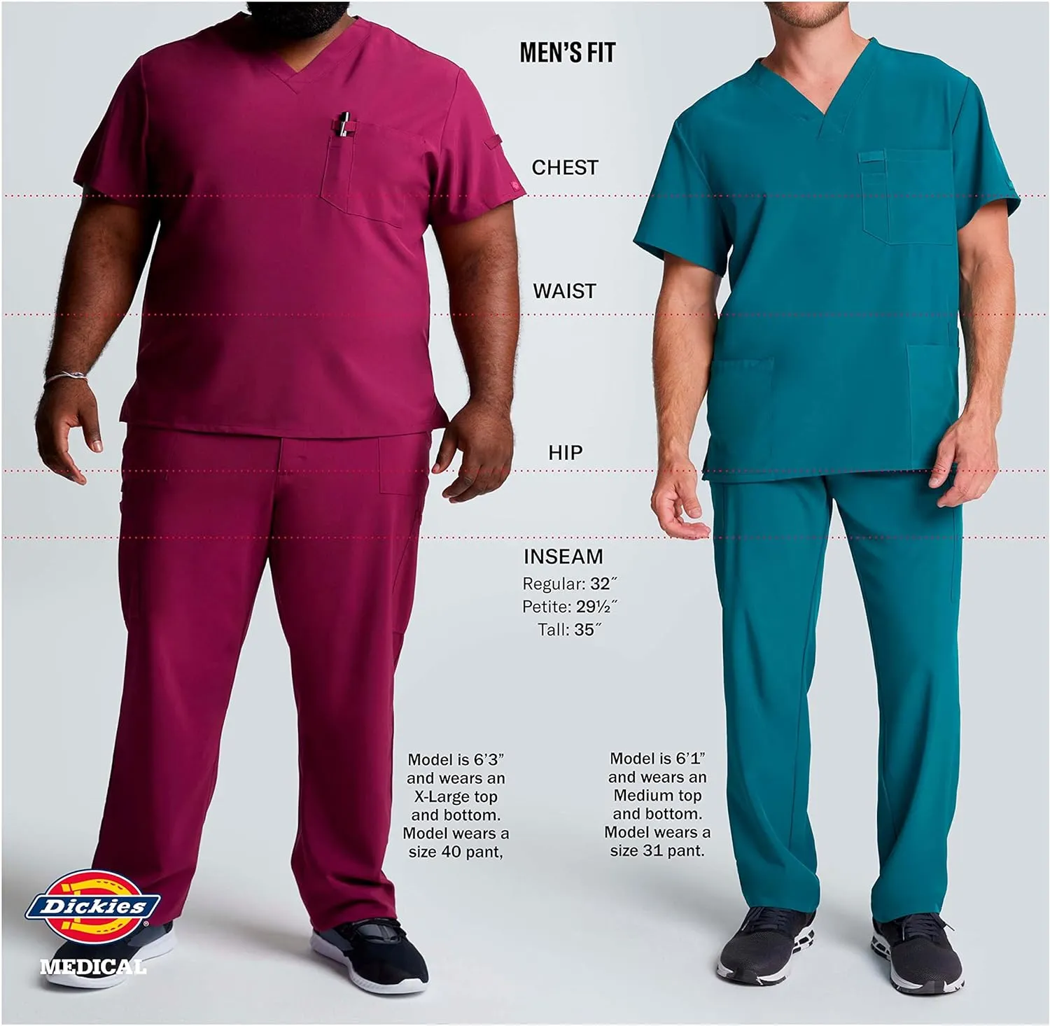 Dickies EDS Essentials Men Scrubs Top Tuckable V-Neck DK635