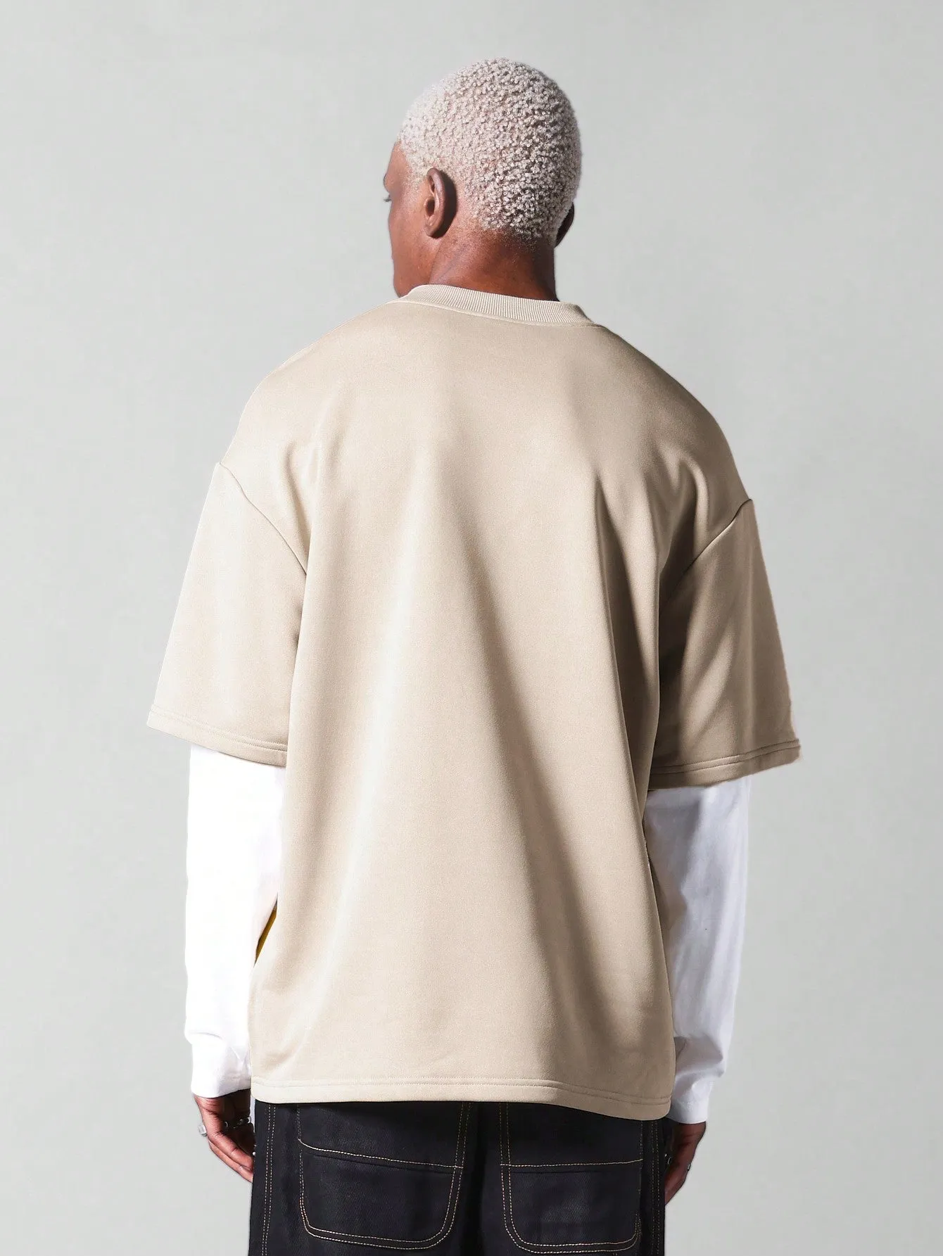 Double Layer Long Sleeve Tee With Front Print