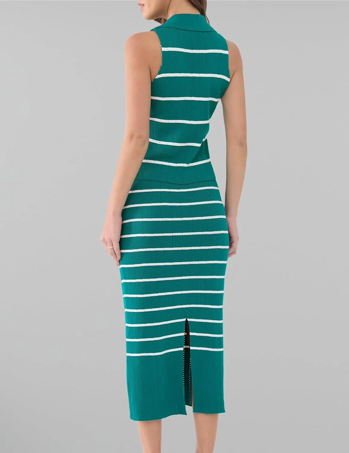 DRESSTELLS Women's 2 Piece Skirt Sets 2025 Summer Outfits Tank Tops and Long Skirts Bodycon Knit Dress Set