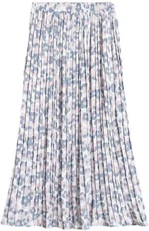 Dvbfufv Women Elastic High Waist Chiffon Pleated Skirts Womens Summer Casual Print Midi Skirt